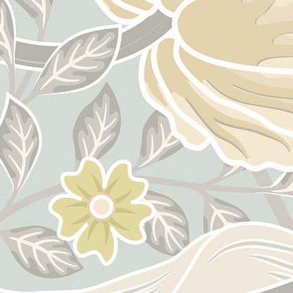 Origin Murals Flower Circle Duck Egg And Linen 300cm X 240cm