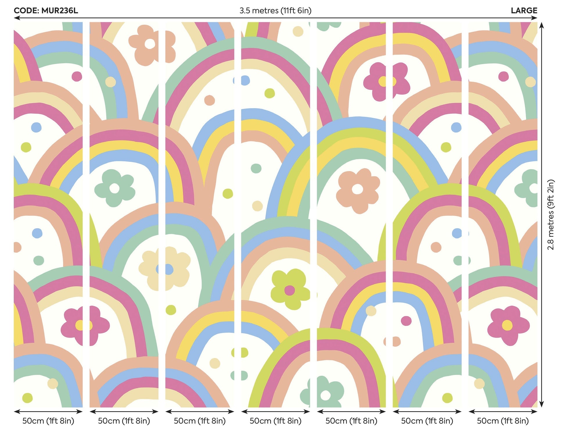 Origin Murals Rainbow Wobble Coral Pinks 350cm X 280cm - Hot Tub Shop