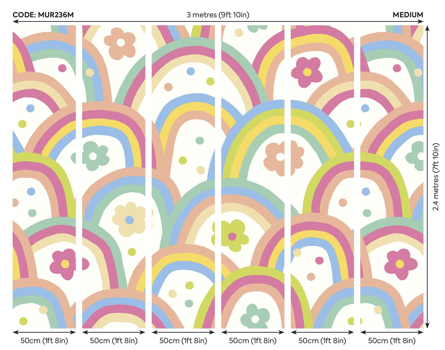 Origin Murals Rainbow Wobble Coral Pinks 300cm X 240cm
