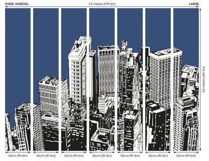 Origin Murals Urban City Skyscrapers Navy Blue 350cm X 280cm