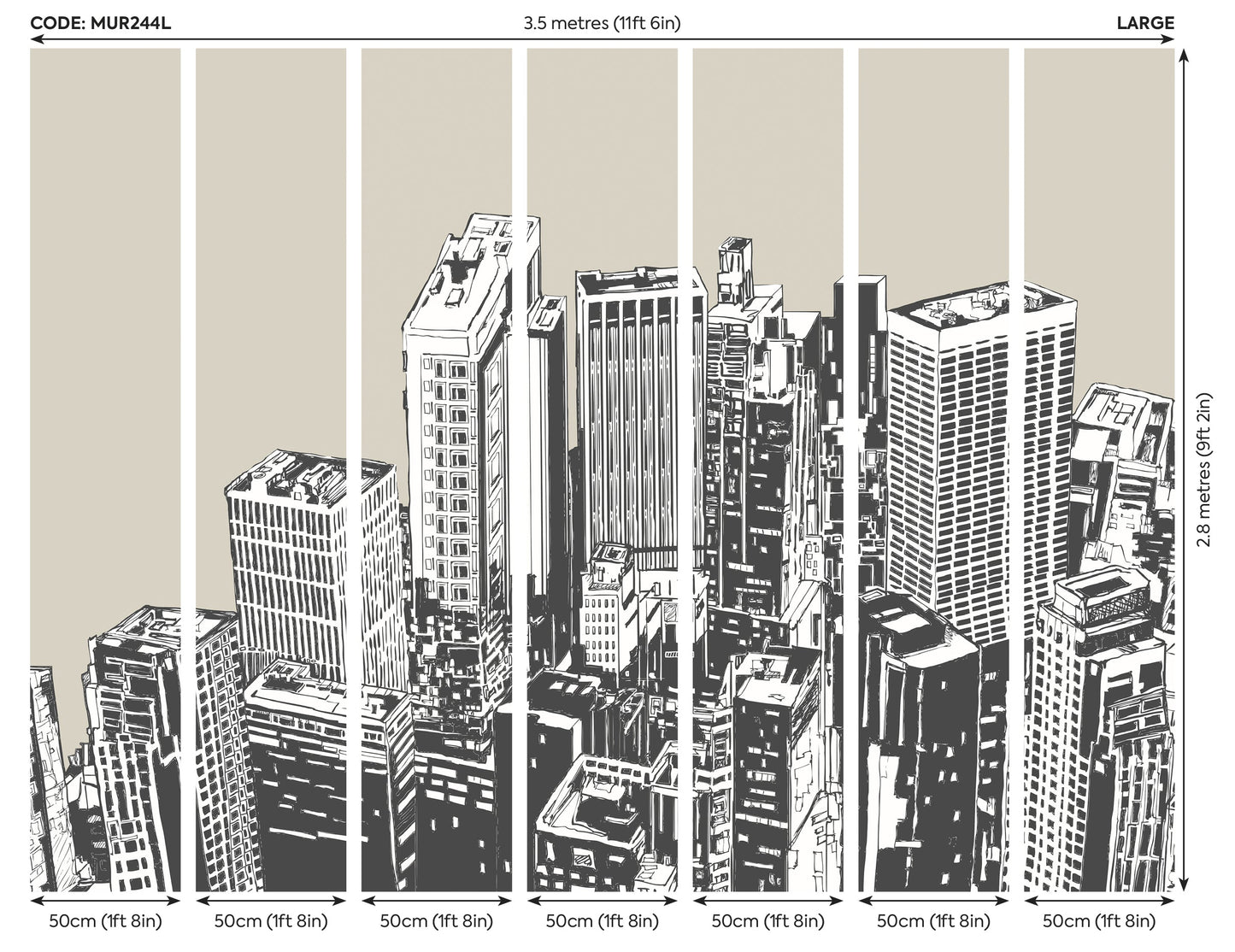 Origin Murals Urban City Skyscrapers Natural 350cm X 280cm