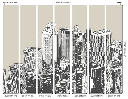 Origin Murals Urban City Skyscrapers Natural 350cm X 280cm
