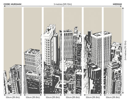 Origin Murals Urban City Skyscrapers Natural 300cm X 240cm