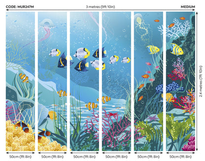Origin Murals Under The Sea Adventure Aqua Blue 300cm X 240cm