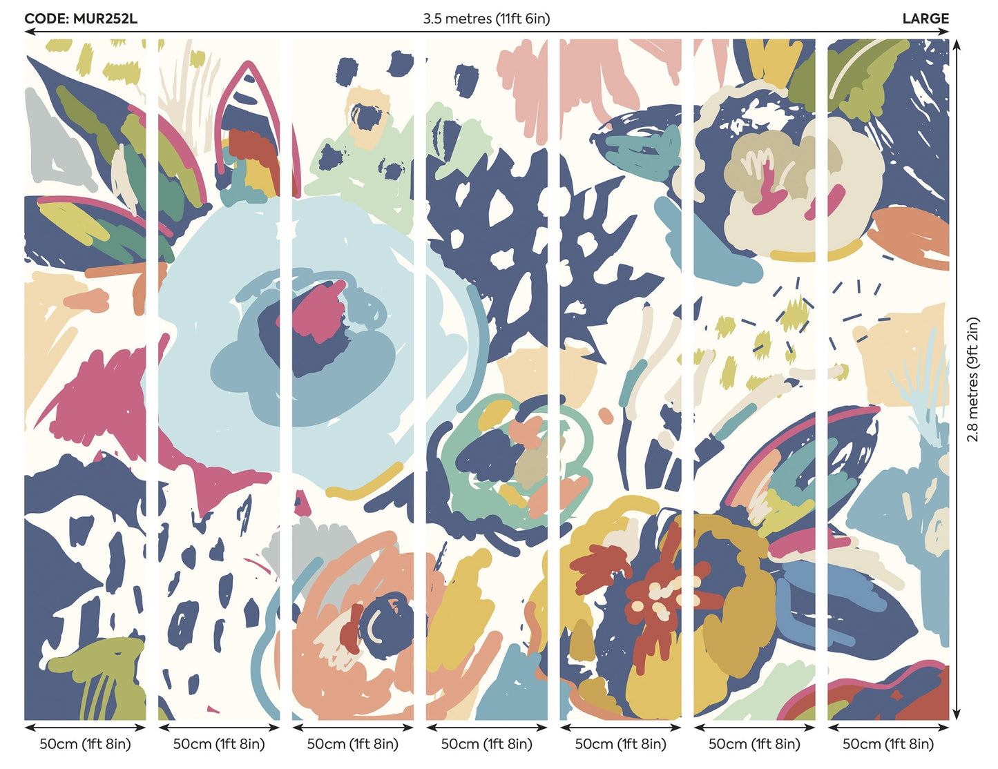 Origin Murals Abstract Floral Navy Blue 350cm X 280cm