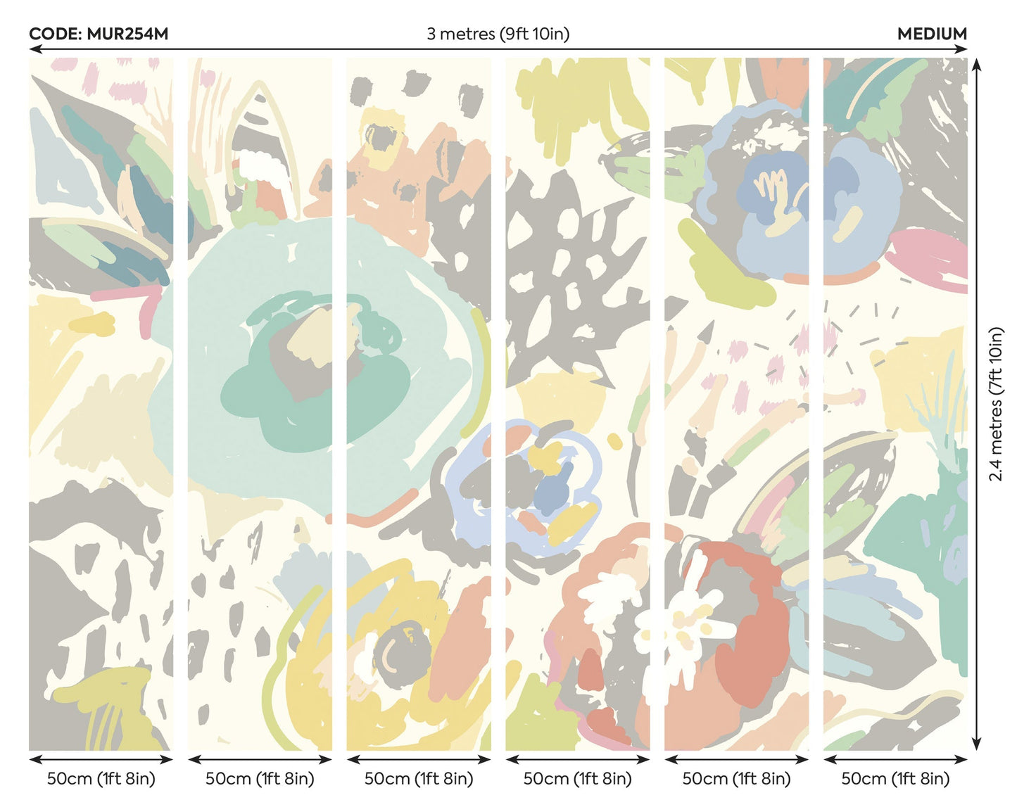 Origin Murals Abstract Floral Pastel Blue 300cm X 240cm