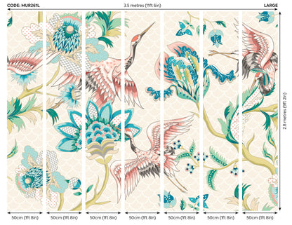 Origin Murals Cranes In Flight Cream 350cm X 280cm
