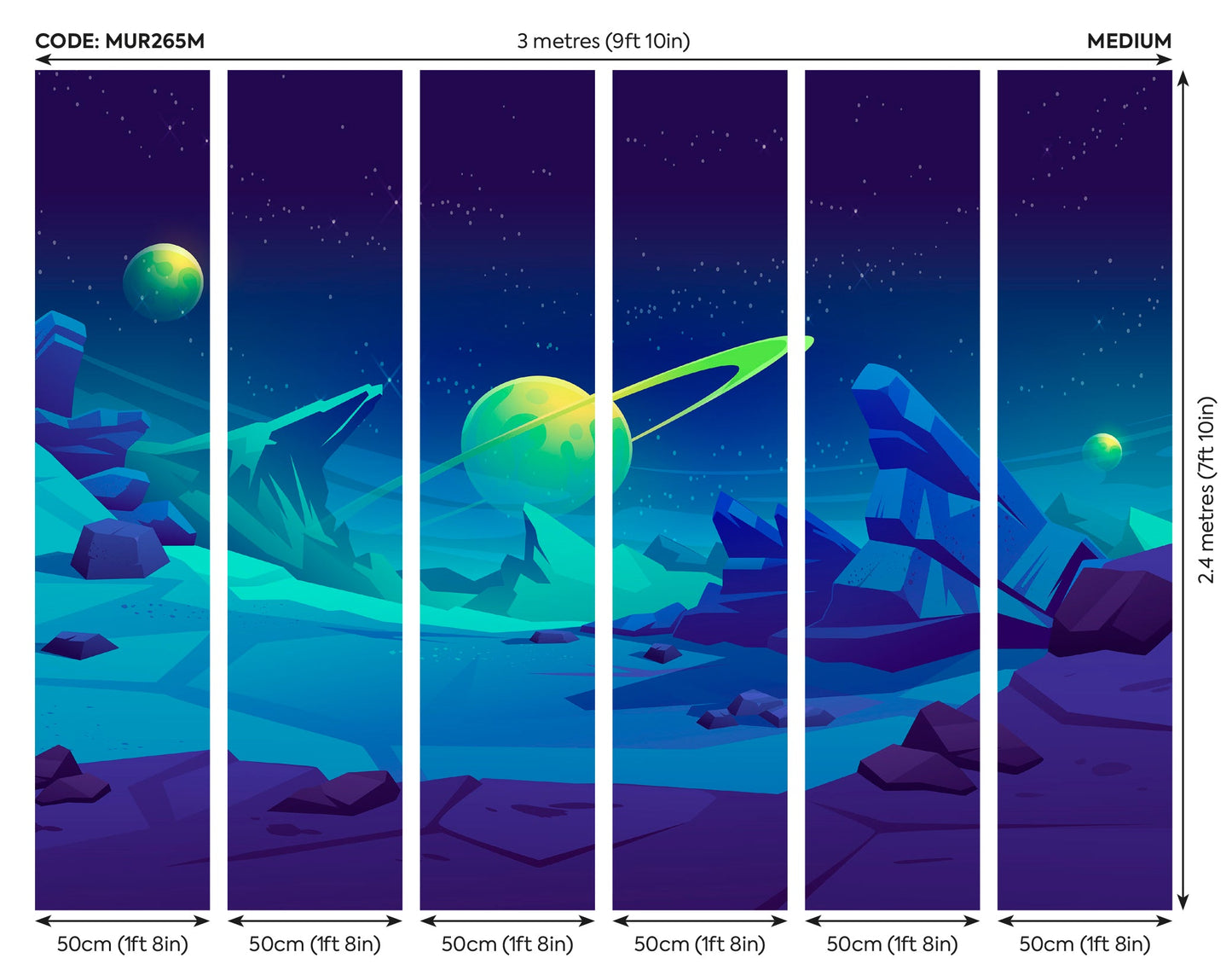 Origin Murals Space Landscape Blue 300cm X 240cm