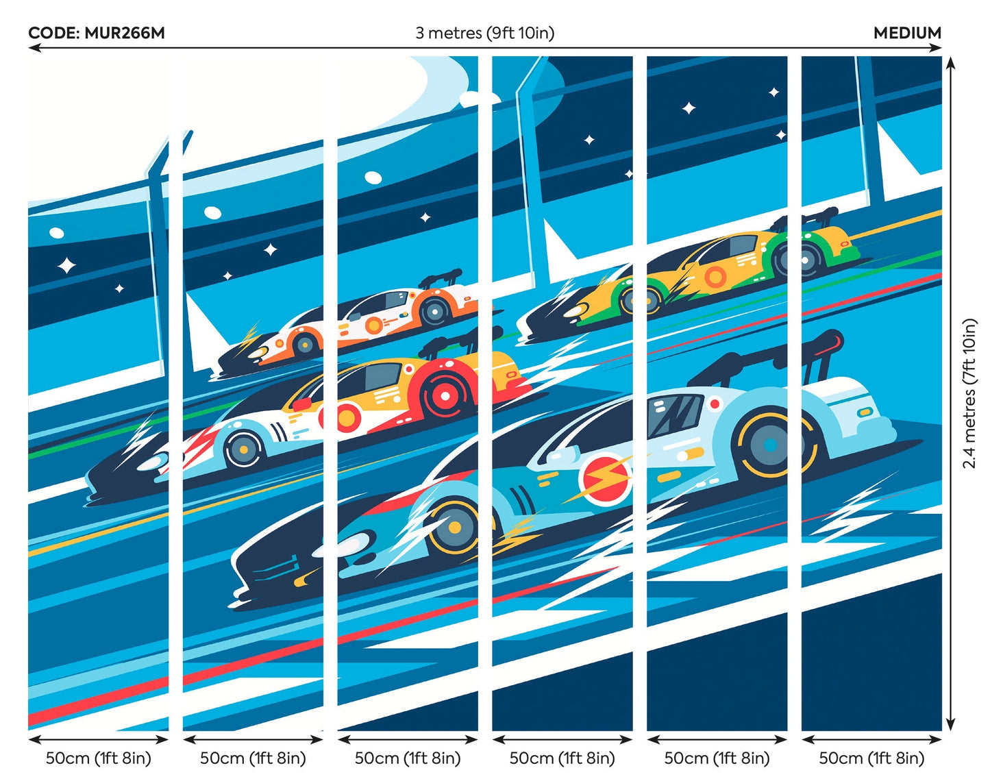 Origin Murals Sports Cars Blue 300cm X 240cm