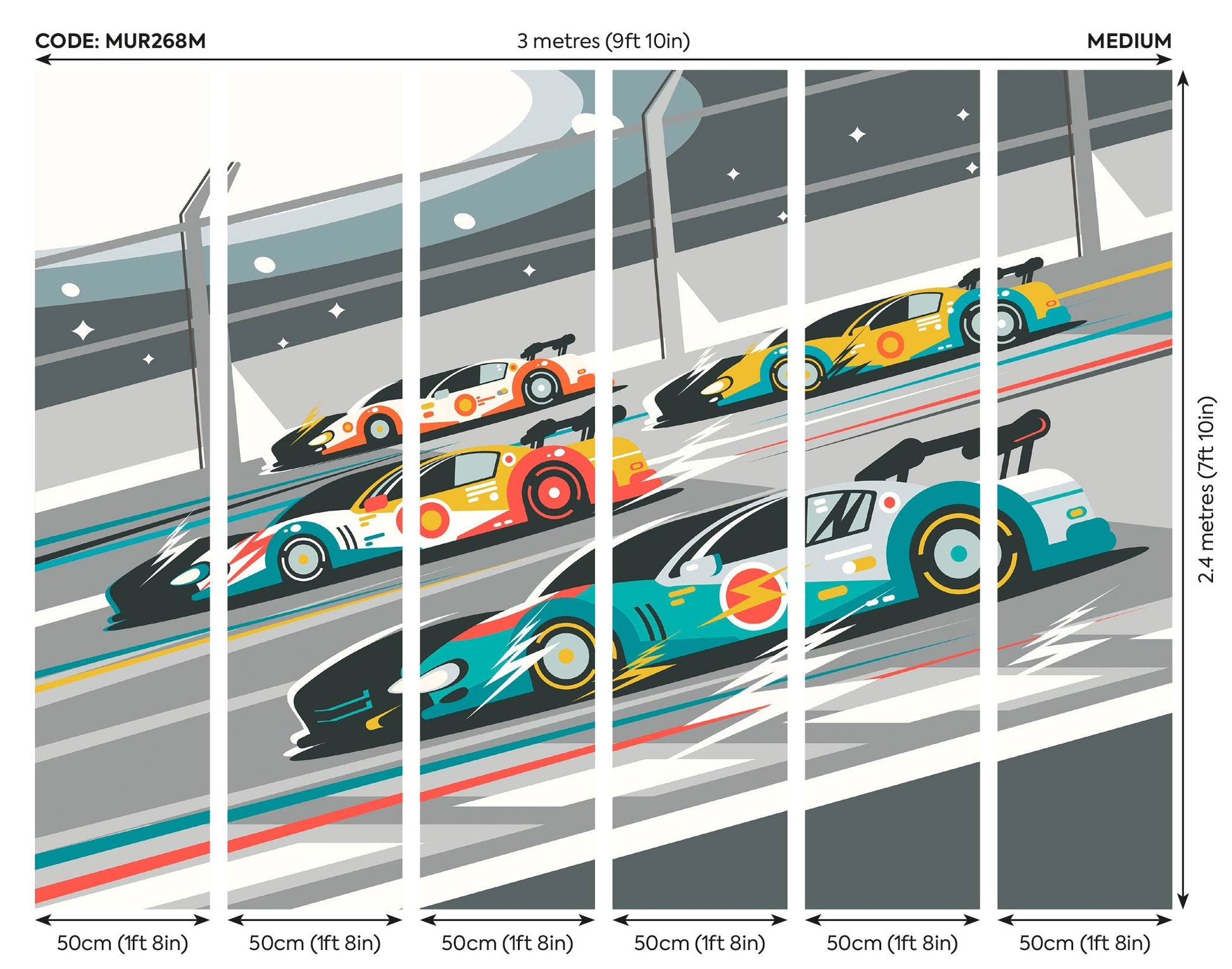 Origin Murals Sports Cars Grey 300cm X 240cm - Hot Tub Shop