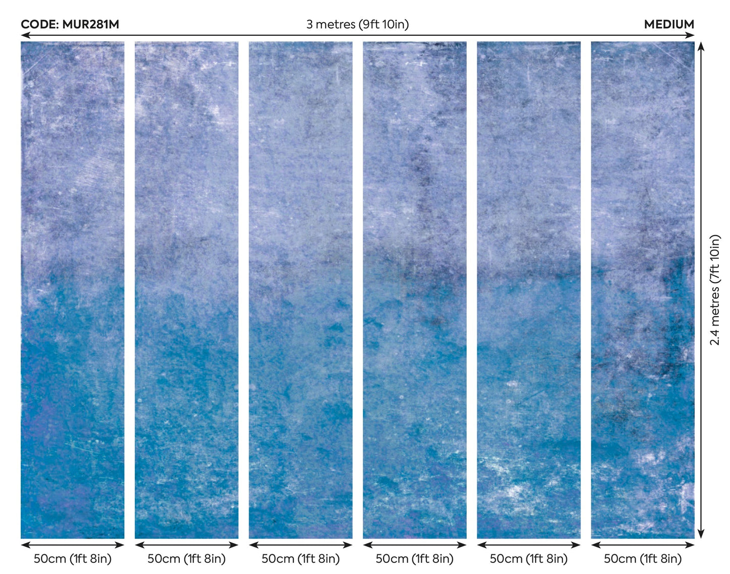 Origin Murals Grunge Distressed Effect Blue 300cm X 240cm - Hot Tub Shop