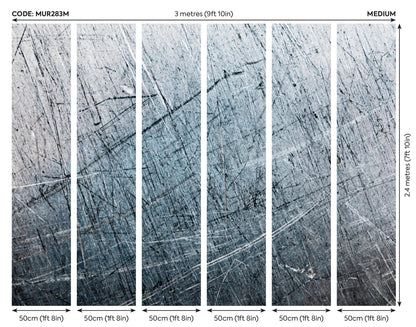 Origin Murals Scratched Metal Grey 300cm X 240cm
