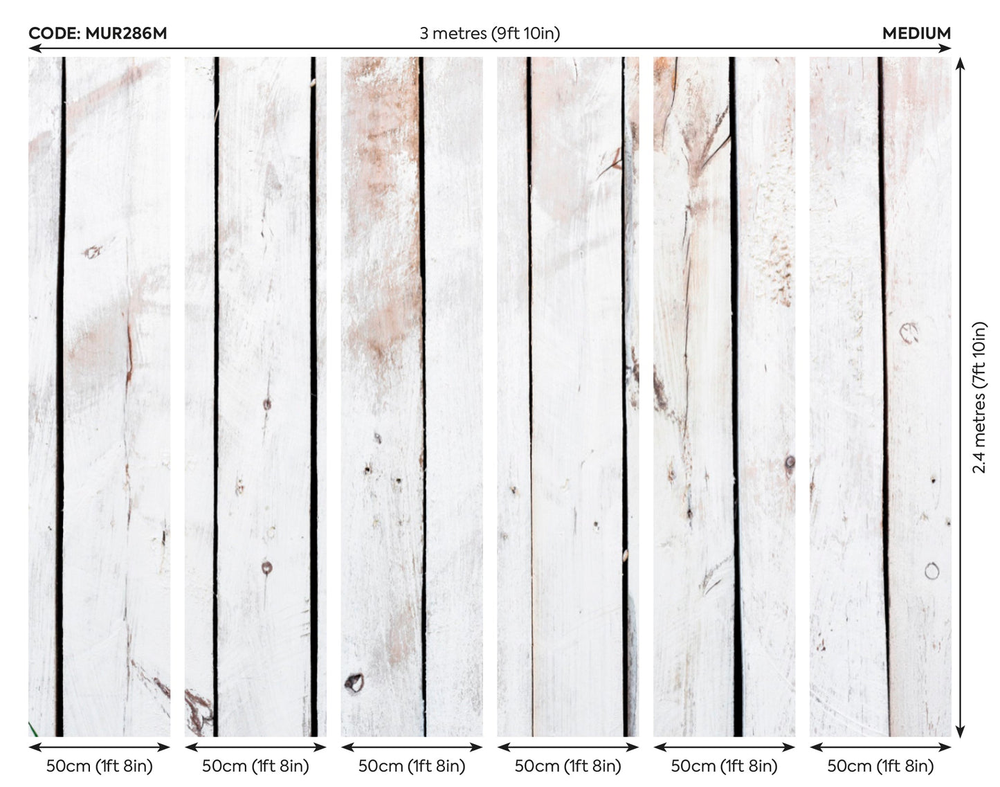 Origin Murals Vintage Wood Effect White 300cm X 240cm - Hot Tub Shop