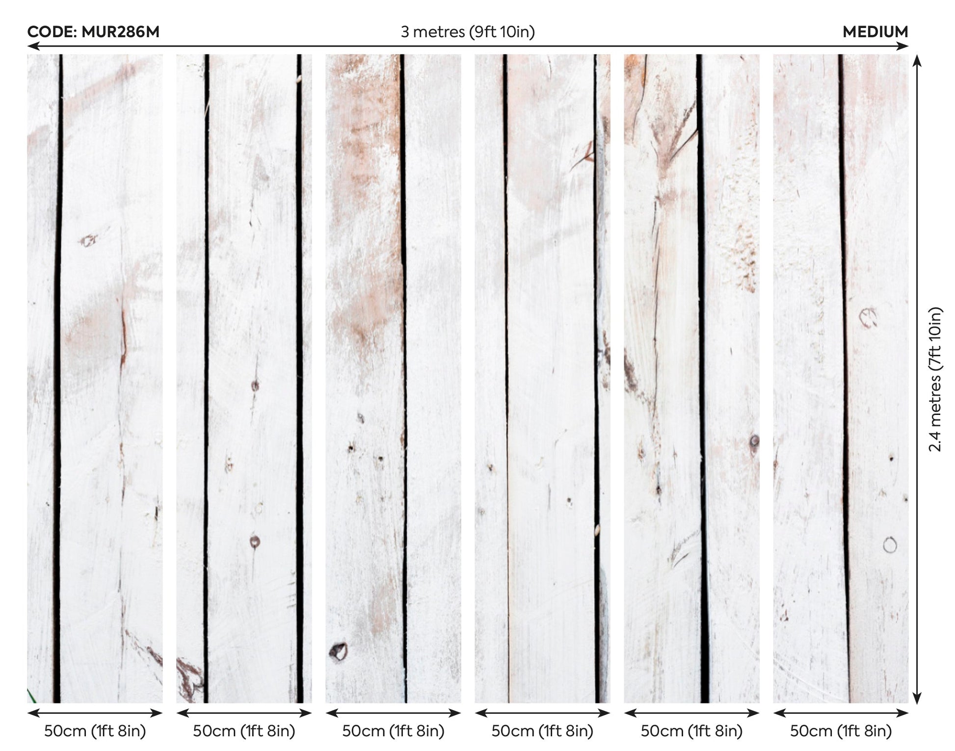 Origin Murals Vintage Wood Effect White 300cm X 240cm - Hot Tub Shop