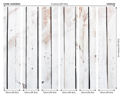 Origin Murals Vintage Wood Effect White 300cm X 240cm - Hot Tub Shop