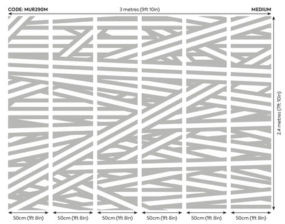 Origin Murals Striped Criss Cross Pattern Grey 300cm X 240cm
