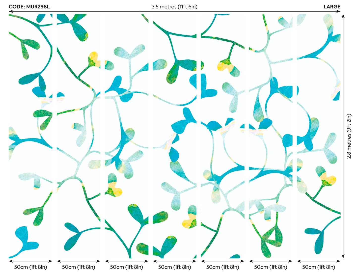 Origin Murals Watercoloured Petals Blue 350cm X 280cm