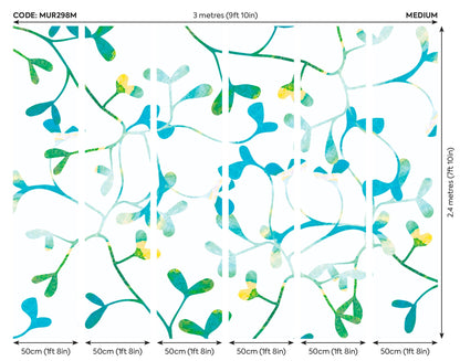 Origin Murals Watercoloured Petals Blue 300cm X 240cm - Hot Tub Shop