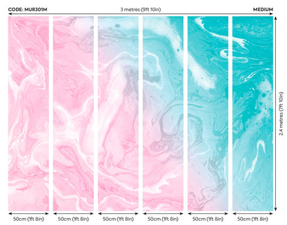 Origin Murals Flowing Marble Pink 300cm X 240cm - Hot Tub Shop