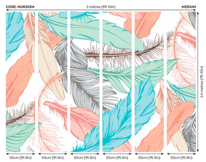 Origin Murals Oversized Feathers Multi 300cm X 240cm