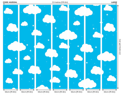 Origin Murals Cartoon Cloudy Sky Blue 350cm X 280cm