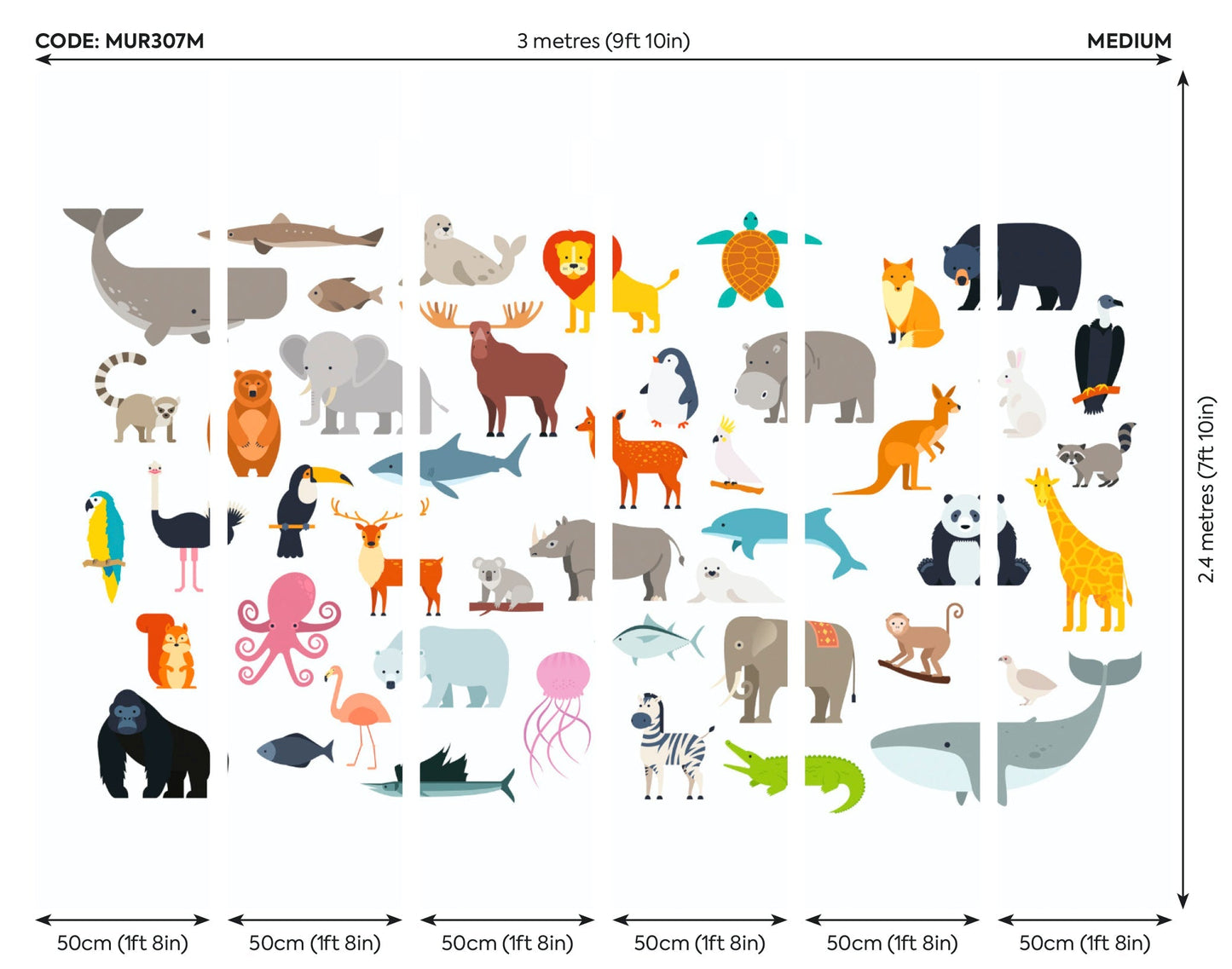 Origin Murals Animal Collection Multi 300cm X 240cm