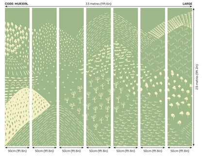 Origin Murals Abstract Fields Green 350cm X 280cm - Hot Tub Shop