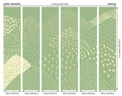 Origin Murals Abstract Fields Green 300cm X 240cm
