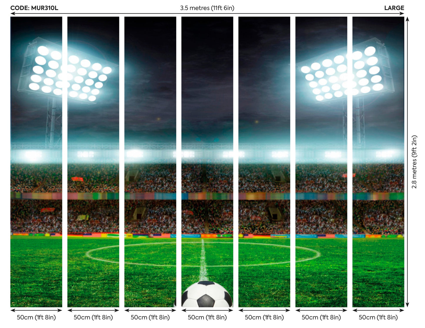 Origin Murals Football Stadium Green 350cm X 280cm - Hot Tub Shop