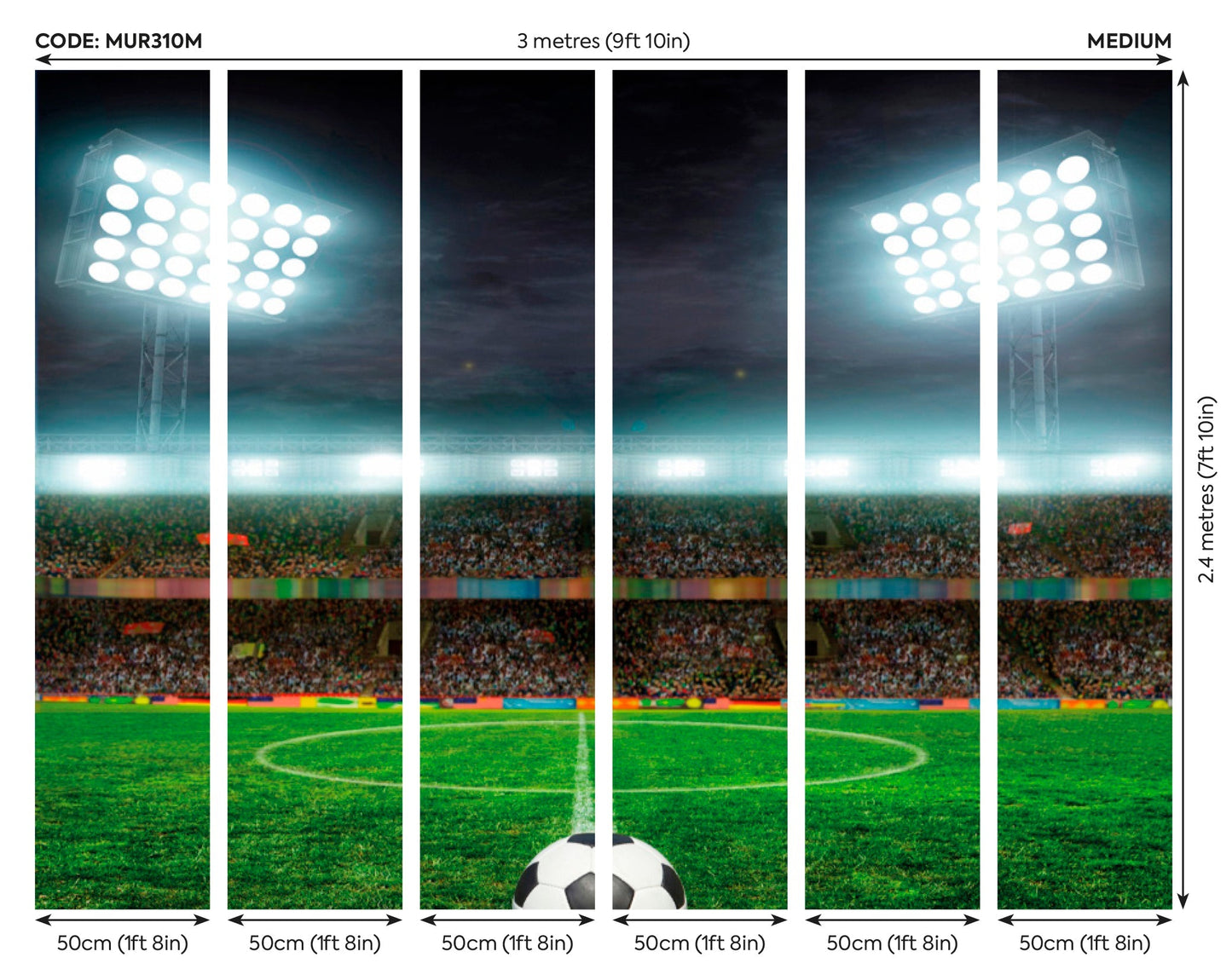 Origin Murals Football Stadium Green 300cm X 240cm