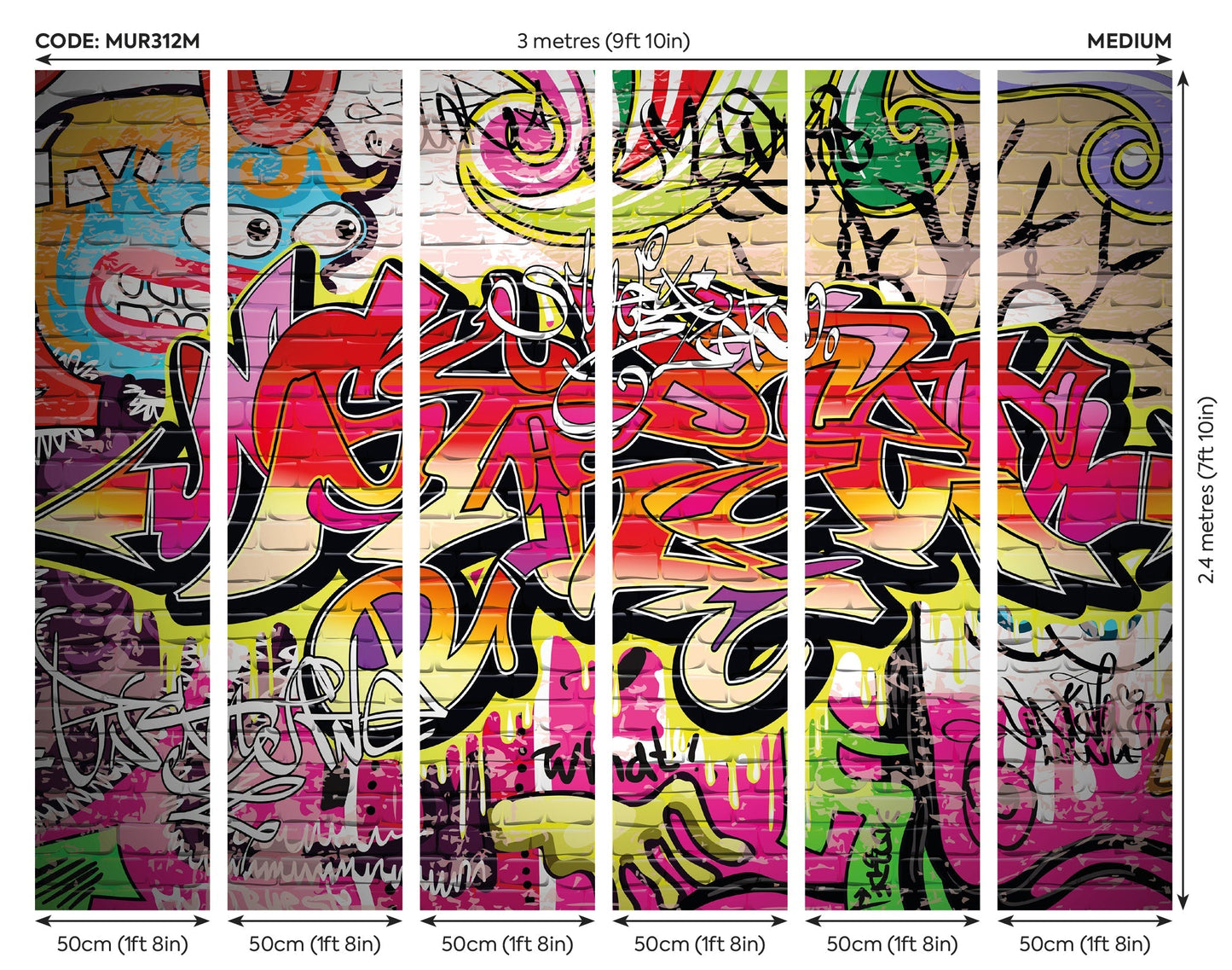 Origin Murals City Graffiti Wall Multi 300cm X 240cm