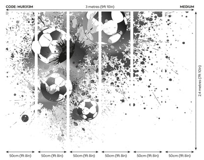 Origin Murals Football Splash Grey 300cm X 240cm