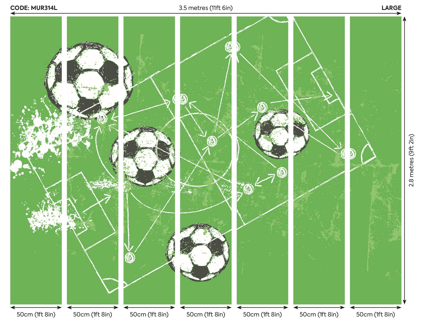 Origin Murals Football Grunge Texture Green 350cm X 280cm