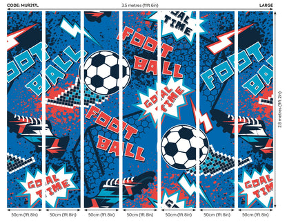 Origin Murals Graphic Pixel Footballs Blue 350cm X 280cm