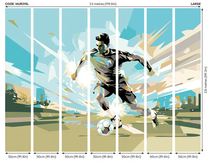 Origin Murals Football Player Abstract Landscape Blue 350cm X 280cm