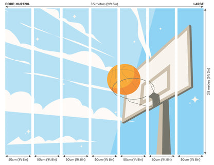 Origin Murals Graphic Basketball Hoop Blue 350cm X 280cm