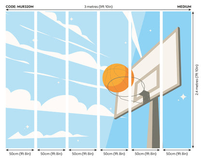 Origin Murals Graphic Basketball Hoop Blue 300cm X 240cm