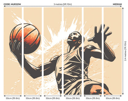 Origin Murals Graphic Basketball Player Orange 350cm X 280cm