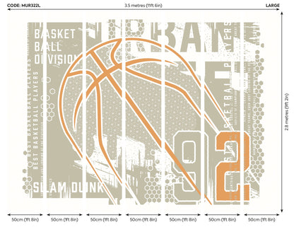 Origin Murals Modern Basketball Grey 350cm X 280cm