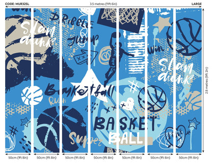 Origin Murals Graffiti Basketball Blue 350cm X 280cm