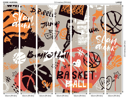Origin Murals Graffiti Basketball Orange 350cm X 280cm - Hot Tub Shop