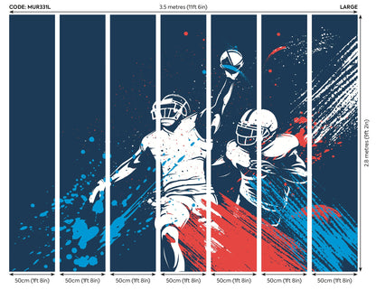 Origin Murals American Footballers Paint Splash Blue 350cm X 280cm