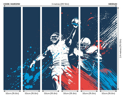 Origin Murals American Footballers Paint Splash Blue 300cm X 240cm X