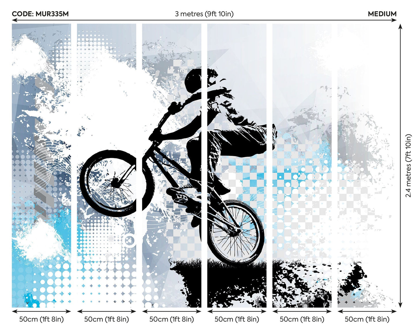 Origin Murals Bmx Bikers Blue 300cm X 240cm