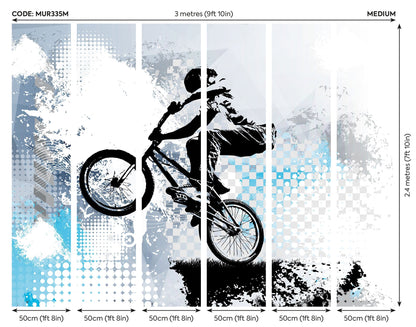 Origin Murals Bmx Bikers Blue 300cm X 240cm