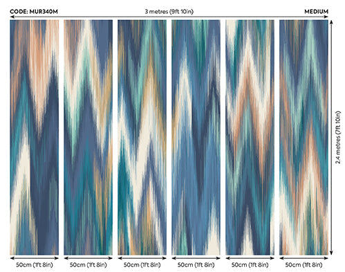 Origin Murals Ikat Zig Zag Indigo Blue 300cm X 240cm 350cm X 280cm - Hot Tub Shop