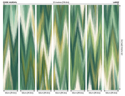 Origin Murals Ikat Zig Zag Forest Green 350cm X 280cm