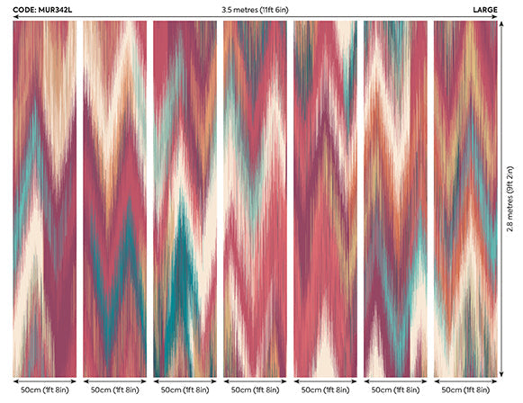 Origin Murals Ikat Zig Zag Raspberry Red 350cm X 280cm
