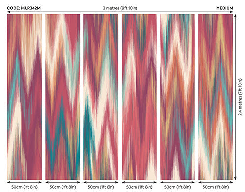 Origin Murals Ikat Zig Zag Raspberry Red 300cm X 240cm