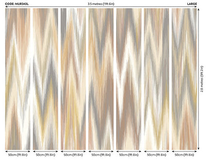 Origin Murals Ikat Zig Zag Natural Linen 350cm X 280cm